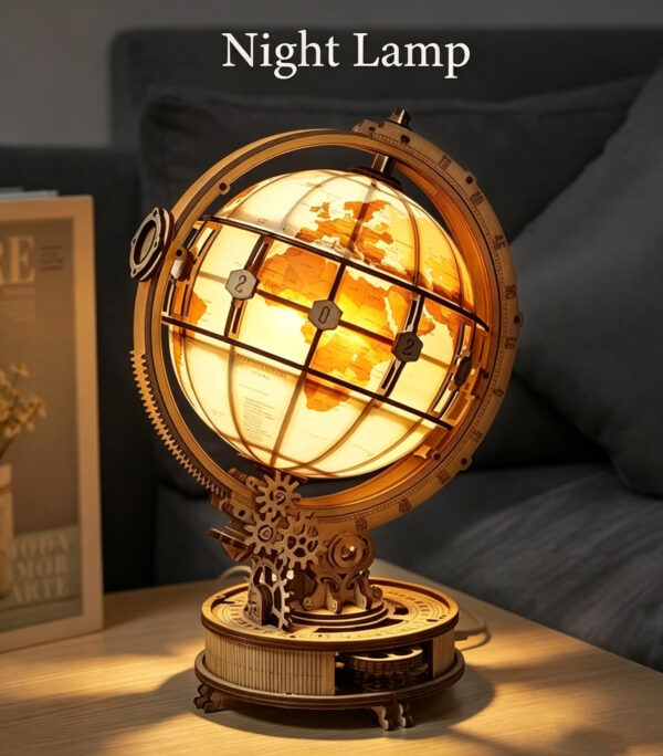 Illuminated Globe Wooden Model