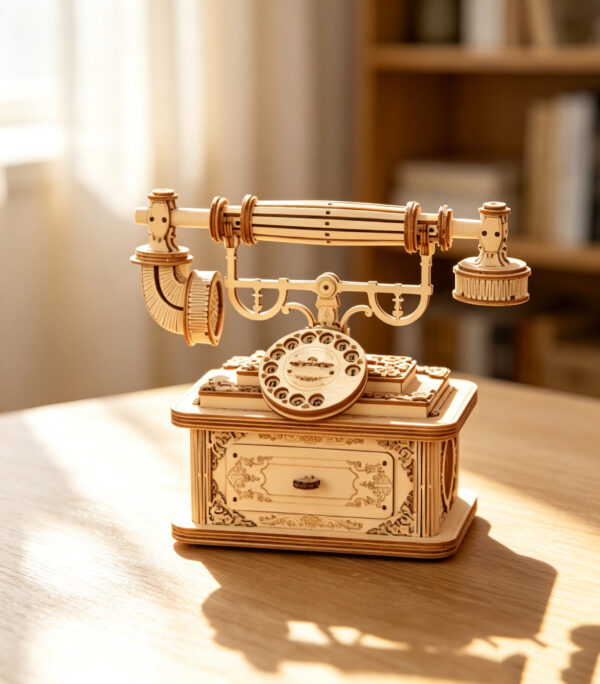 Vintage Telephone Wooden Model