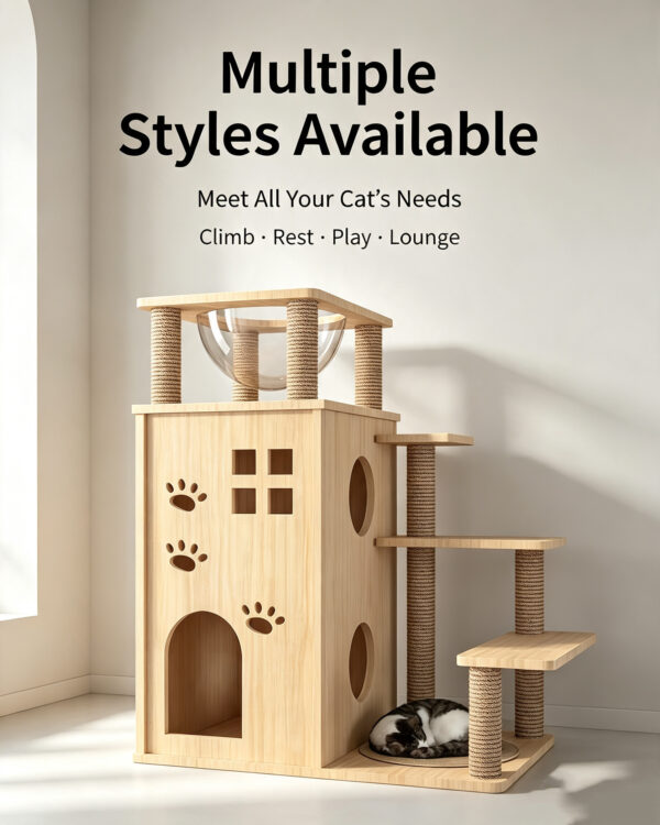 Wooden Cat Climbing Tower